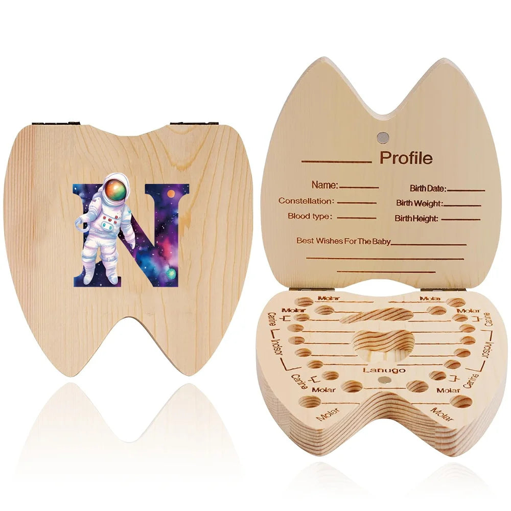 boîte dents bois astronaute carte profil grille tailles bébé