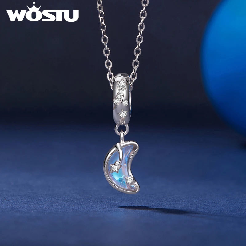 bracelet pendentif floraux étoiles lune strass argenté bleu romantique fantaisie