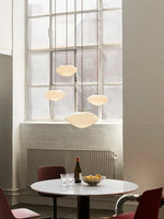 Suspension ovale moderne verre blanc opale salon chambre pendentif led autonomes