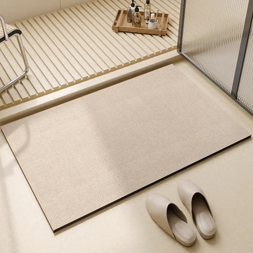 tapis sol beige clair moderne rayures horizontales géométriques entrée maison salle bain