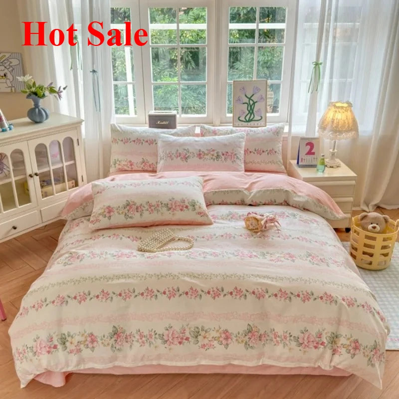 ensemble literie floral vintage 100 coton blanc rose vert bleu beige