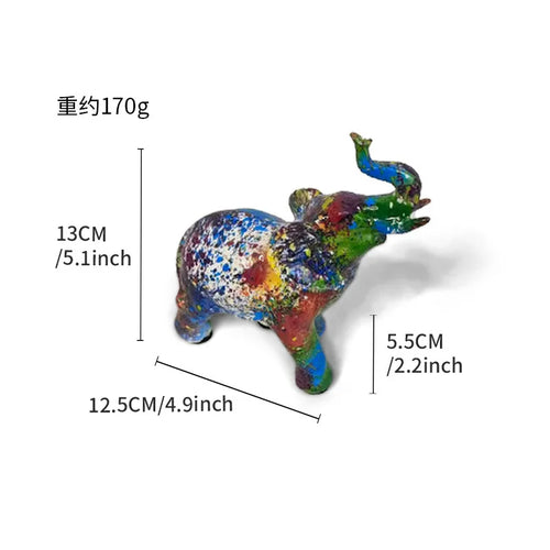statuette elephant resine multicolore motif graffiti artistique decoration maison moderne objet deco salon