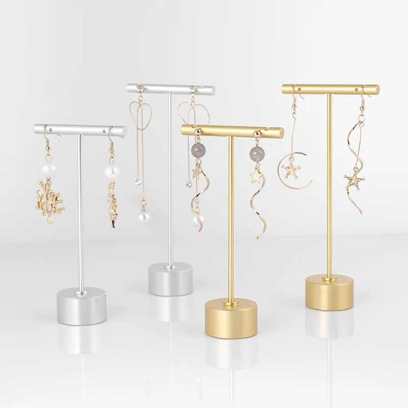 présentoir bijoux moderne or argent coeurs étoiles boucles oreilles élégant tringles fixations inclusées