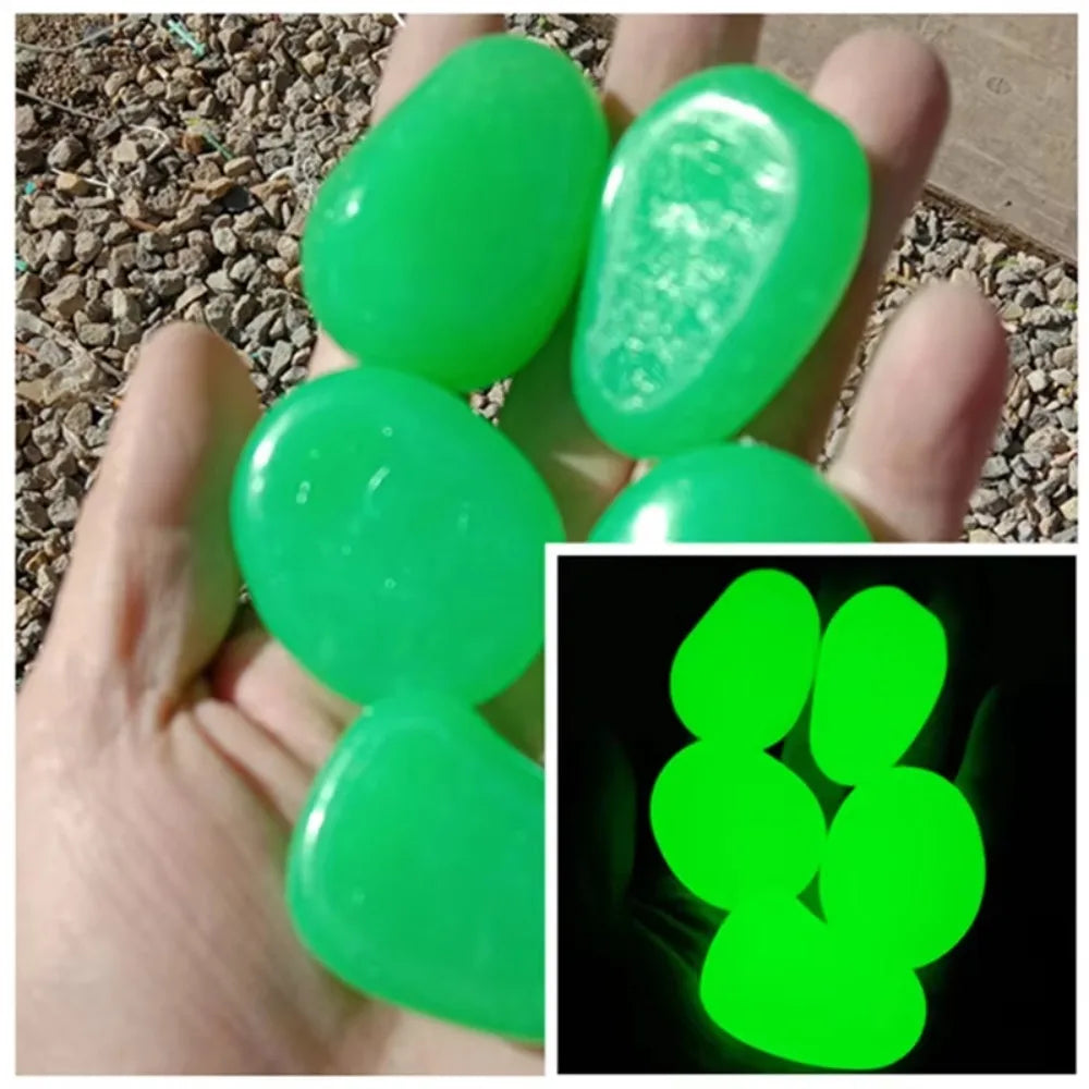 pierres décoratives luminescentes modernes multicolores vert bleu jaune opaques jardin