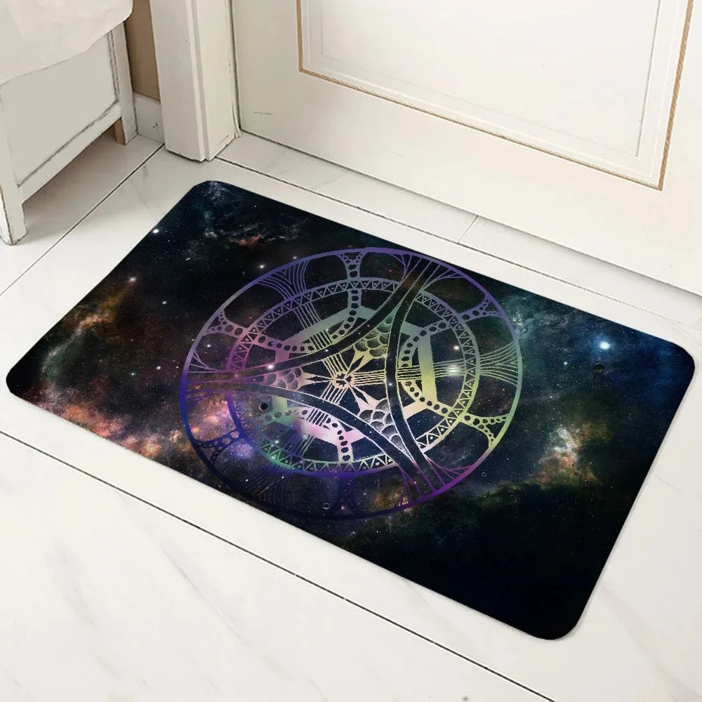 tapis sol mandala géométrique boho noir bleu vert rouge jaune or