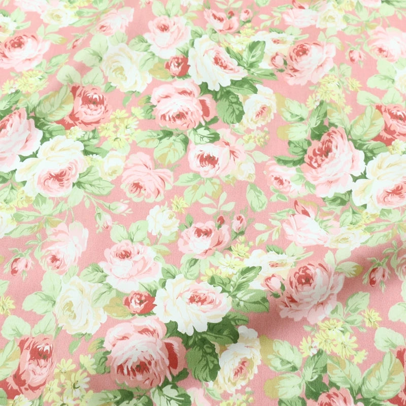 tissu coton imprimé fleurs roses carreaux vert bleu vintage romantique bricolage patchwork coussins rideaux