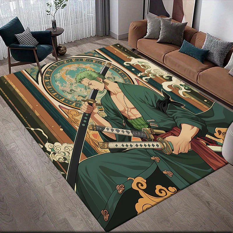 tapis antidérapant anime personnages zoro luffy vert blanc bleu noir abstrait moderne salon chambreextérieur