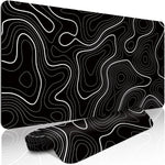tapis souris moderne noir motif géométrique adhésif antidérapant caoutchouc large gaming