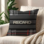 coussin carré moderne imprimé tartan noir blanc 45x45cm polyester amovible