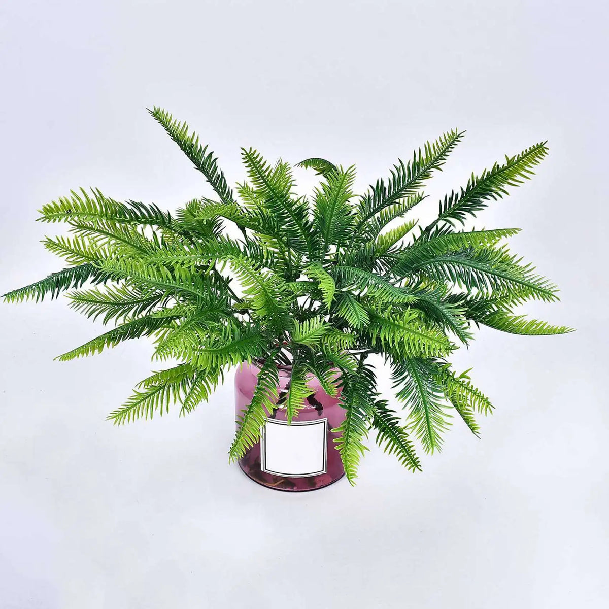 plantes artificielles fougère boston feuilles vertes deco marron violet rose pot verre panier tressé