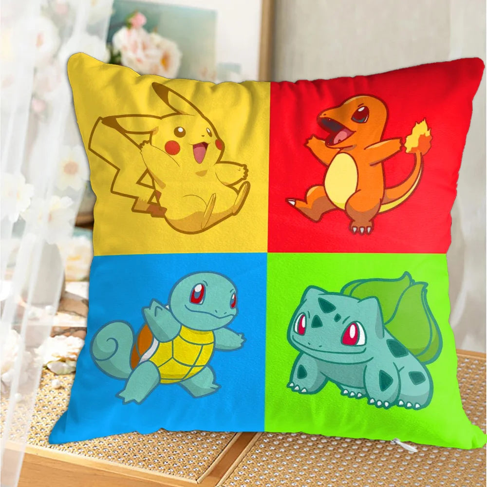 taies d'oreiller imprimées pikachu pokémon décoratives pop art cartoon lit voiture 45x45 cm