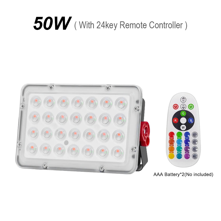 projecteur led rgb ip66 moderne télécommande 220v 100w 200w extérieur aluminium