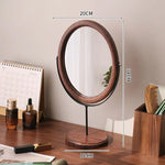 miroir cosmétique classique bois marron foncé pied central ornement décoration chambre erotique