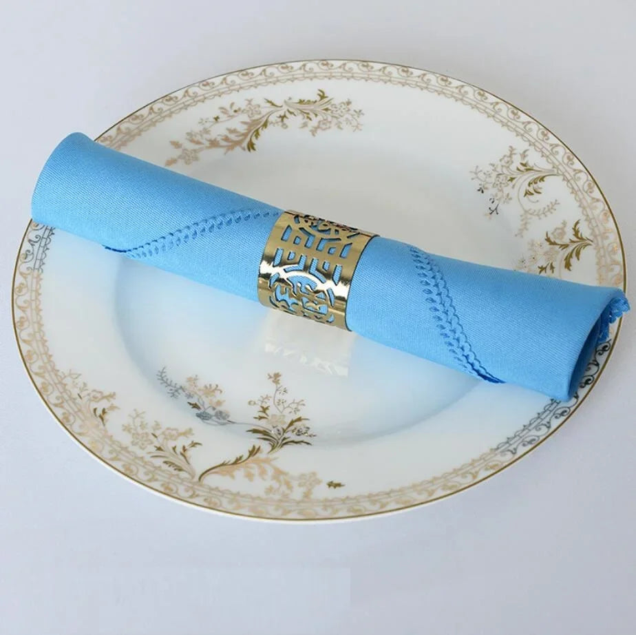 serviette table polyester unie bordure dentelle classique mariage décoration restaurant
