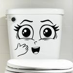 sticker autocollant toilette visage souriant dessin animé simple pvc noir inclusion chambre bains décoration