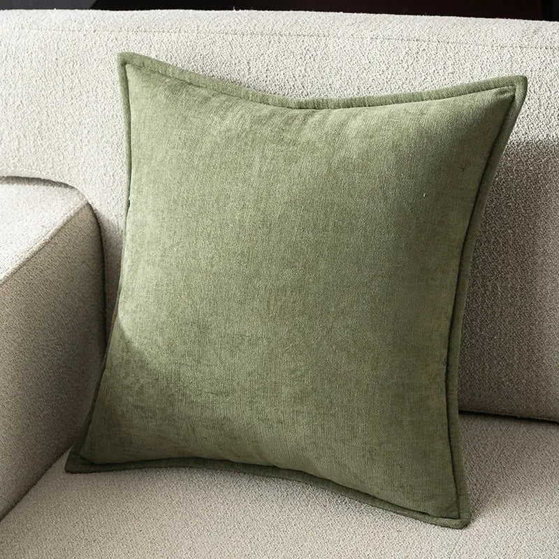 taies d'oreiller vert olive modernes 40x40cm 45x45cm 50x50cm zip coton polyester respectueux environnement