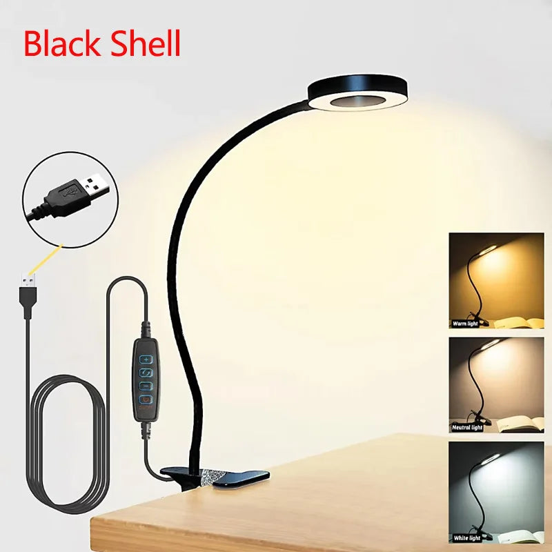 lampe pince noir led flexible ajustable contemporaine eye protection minimaliste