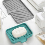 support savon silicone moderne rayures ondulées gris blanc noir vert