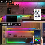 ruban led multicolore rayures horizontales adhésif controle application mobile led 5050 ws2812bRGBO