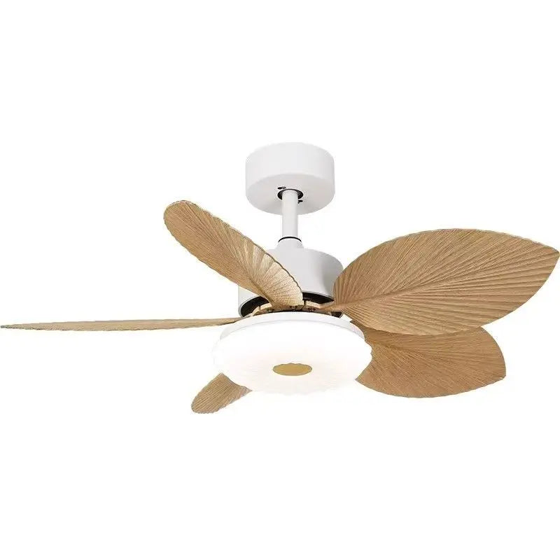 ventilateur led moderne feuilles palmier blanc beige opacité télécommande certification vde ul cqc