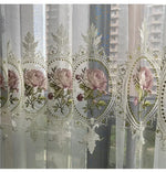 rideau tulle brodé fleurs blanc rose vert classique romantique transparentextérieur chambre salon machine lavable