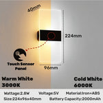 applique murale led moderne aimant blanc noir 6000k 3000k usb rechargeable