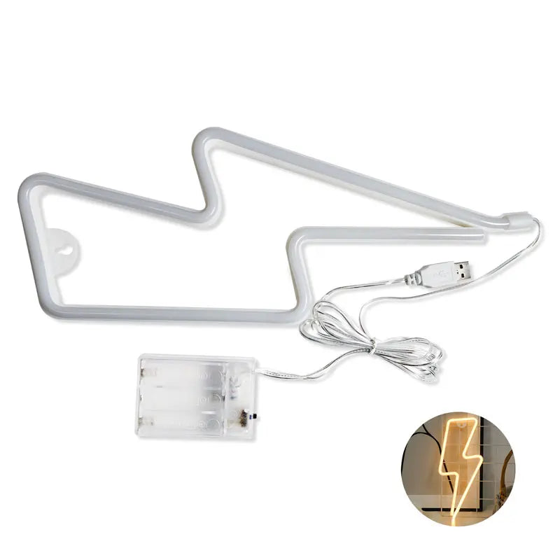 lampe néon foudre blanc moderne batterie usb deux modes opacité fixations camping événement