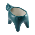 cache pot céramique chat stylisé moderne vert foncé glacé table jardin salon