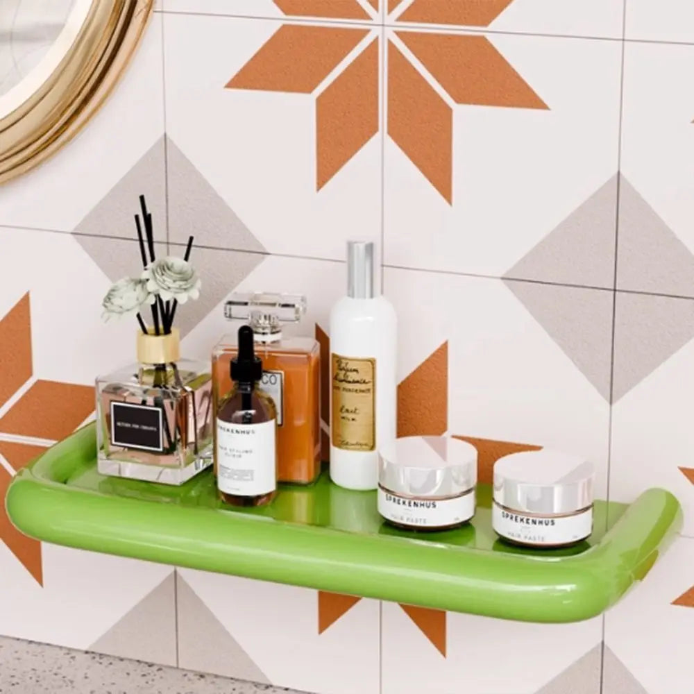 étagère murale adhésive réutilisable vert rouge jaune beige moderne rangement salle bain drainable articles