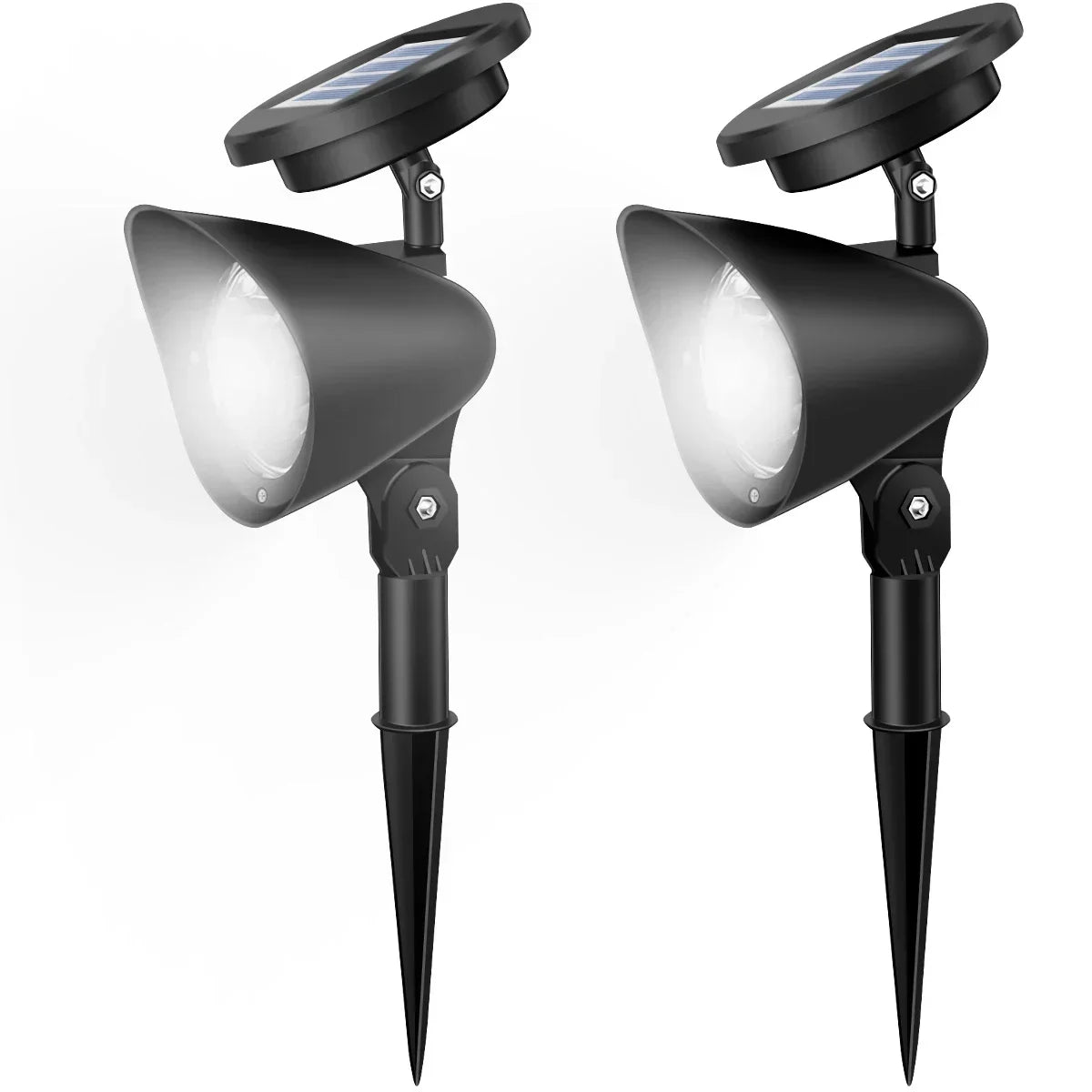 projecteur solaire extérieur moderne étanche ip65 led noir piquet fixations panneau solaire commutateur étanche