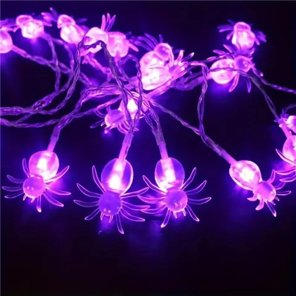 Guirlande Arachnides Violette Halloween Batterie LED Murale Décoration Fête Maison Hantée Élégante