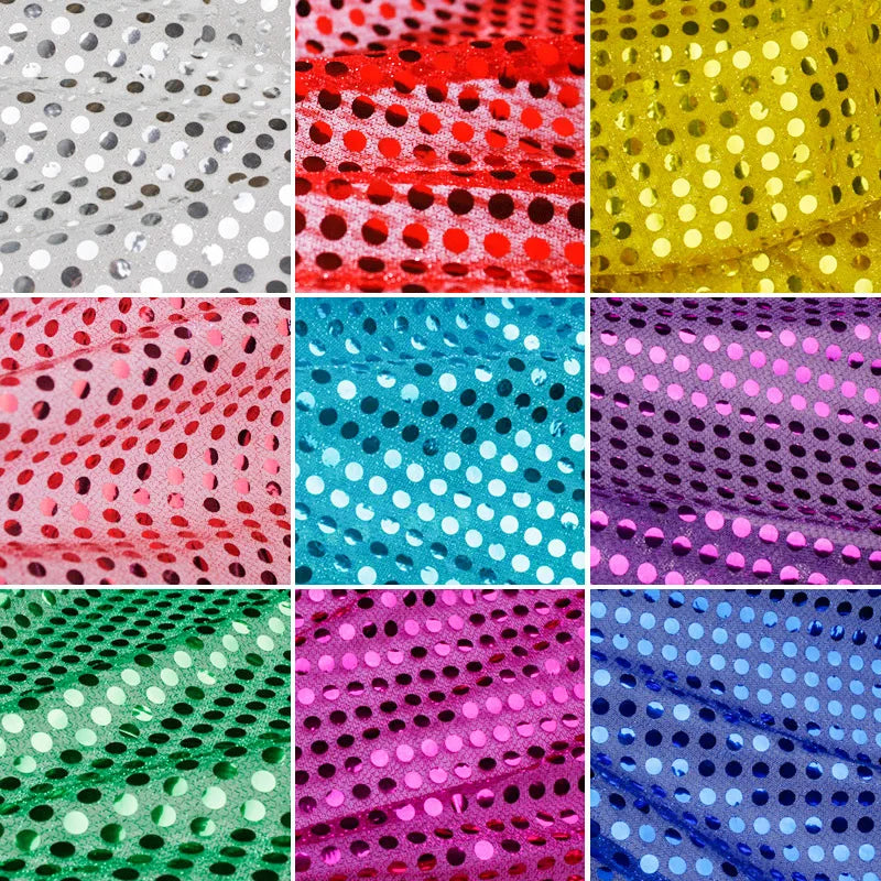 tissu circulaires polyester translucide glitter rouge blanc bleu vert violet or bricolage décoration