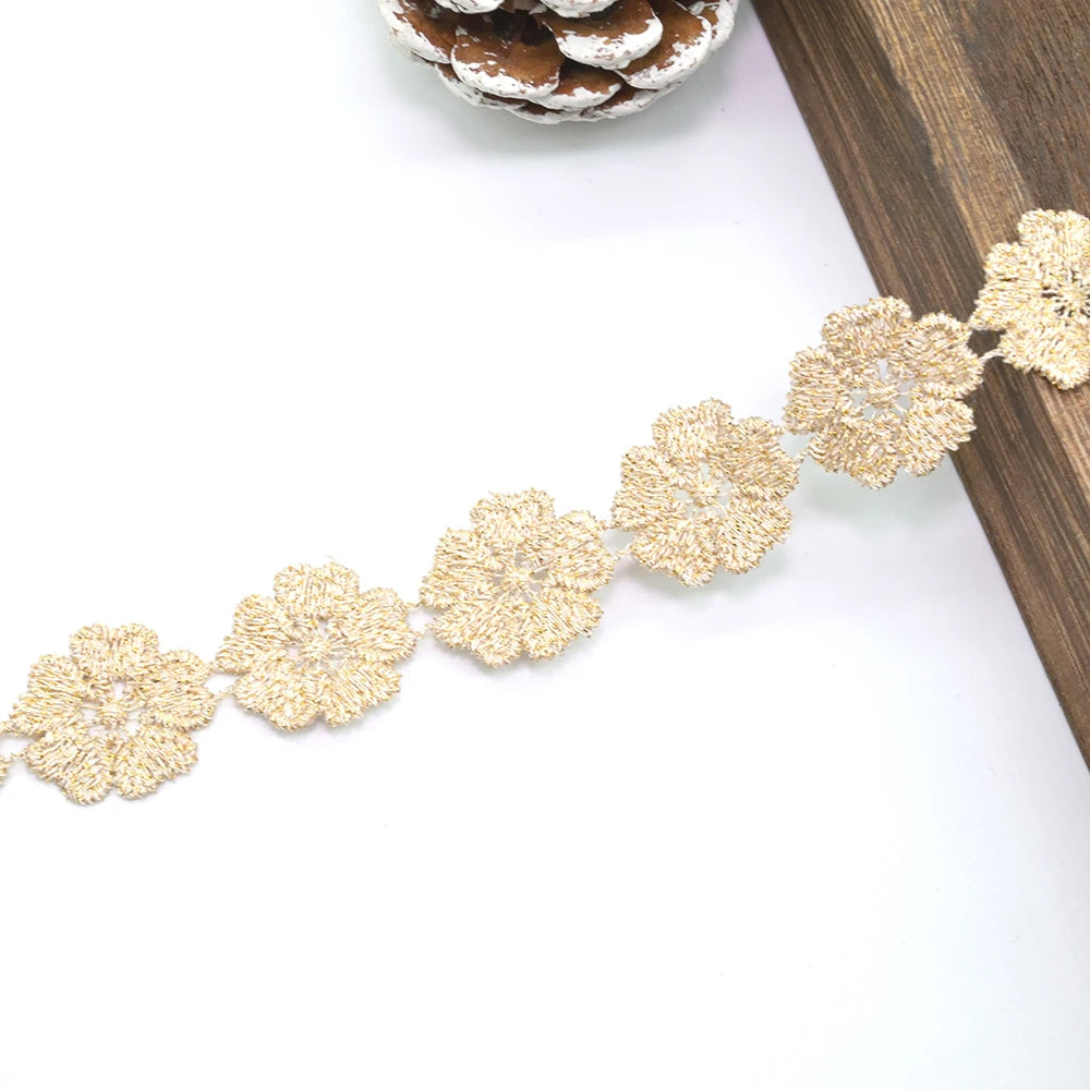 ruban dentelle fleurs nœuds beige clair décoratif polyester soluble eau tricot bricolage partenaire longueur