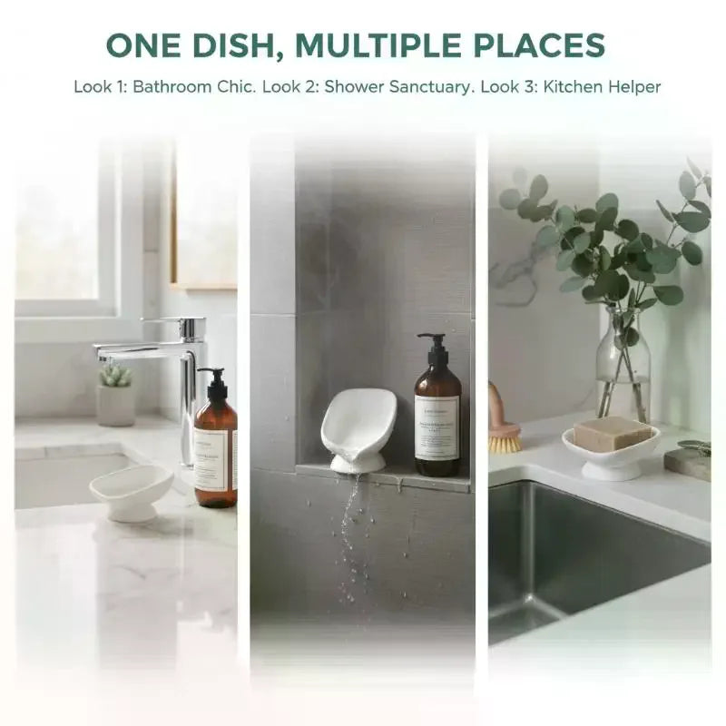 support savon blanc moderne plastique adhésif drainage salle bain cuisine