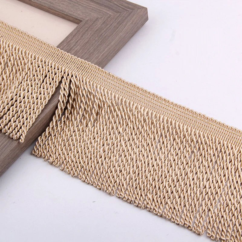 ruban franges or beige olive marron tissé classique 12cm largeur 12mètres polyester écologique decoration