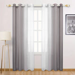 rideau moderne gris blanc semi transparent anneaux polyester coton deux panneaux chambre salon