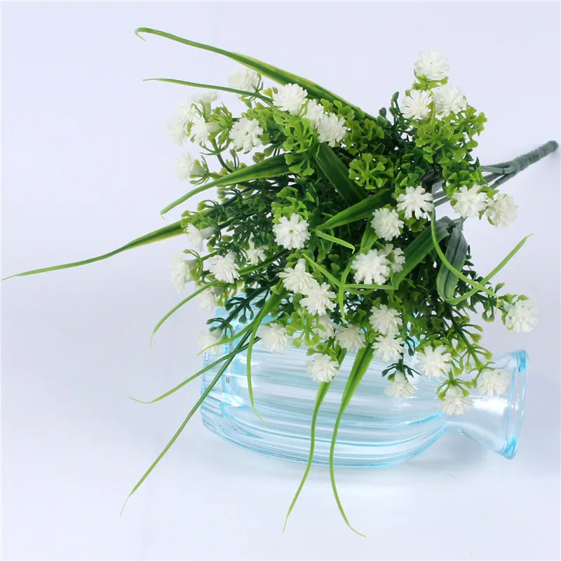 bouquet artificiel moderne fleurs blanches violettes jaunes ornement maison extérieur noël anniversaire mariage