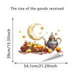 décoration ramadan stickers muraux lanternes colorées lune étoiles dorées floral violet vert rose artisanal