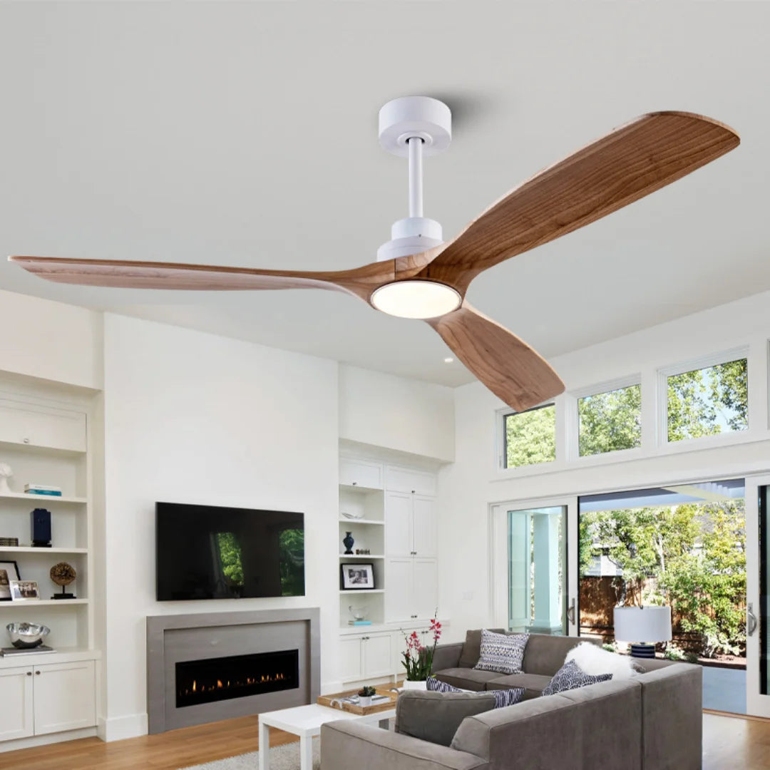 ventilateur bois noir led télécommande 6vitesses lumiere réglable moderne minimaliste