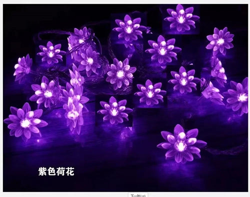 guirlande lumineuse solaire fleurs lotus led decoration jardin exterieur terrasse nuit decoratif