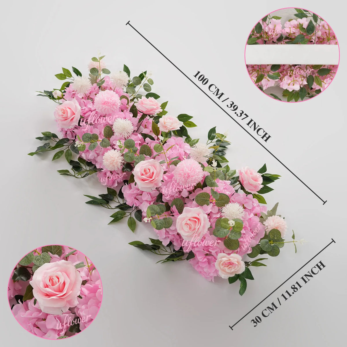 guirlande florale artificielle moderne décoration mariage anniversaire fête extérieure roses blanches vertes