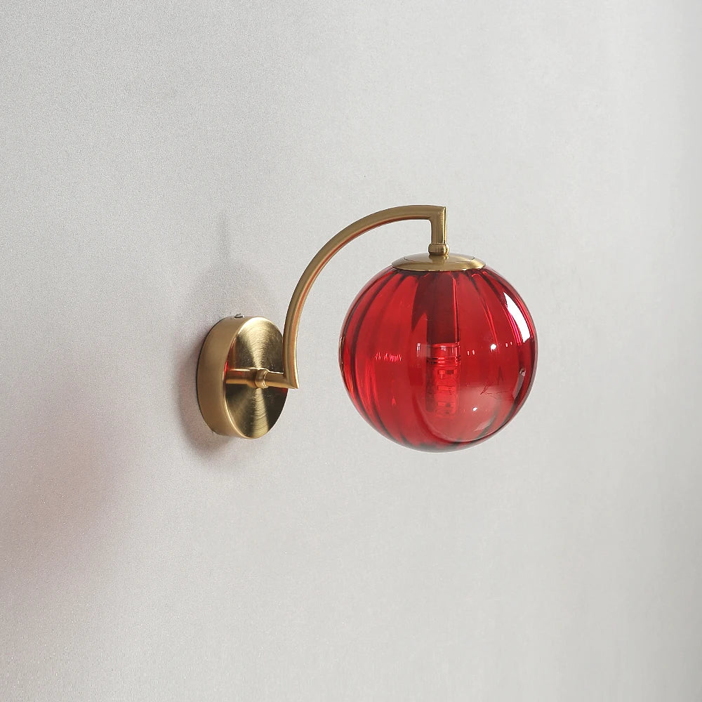 lampe murale moderne or métallique verre transparent strié cuisine chambre coucher salle manger