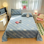 drap lit coton motif animal géométrique moderne gris clair rose pâle