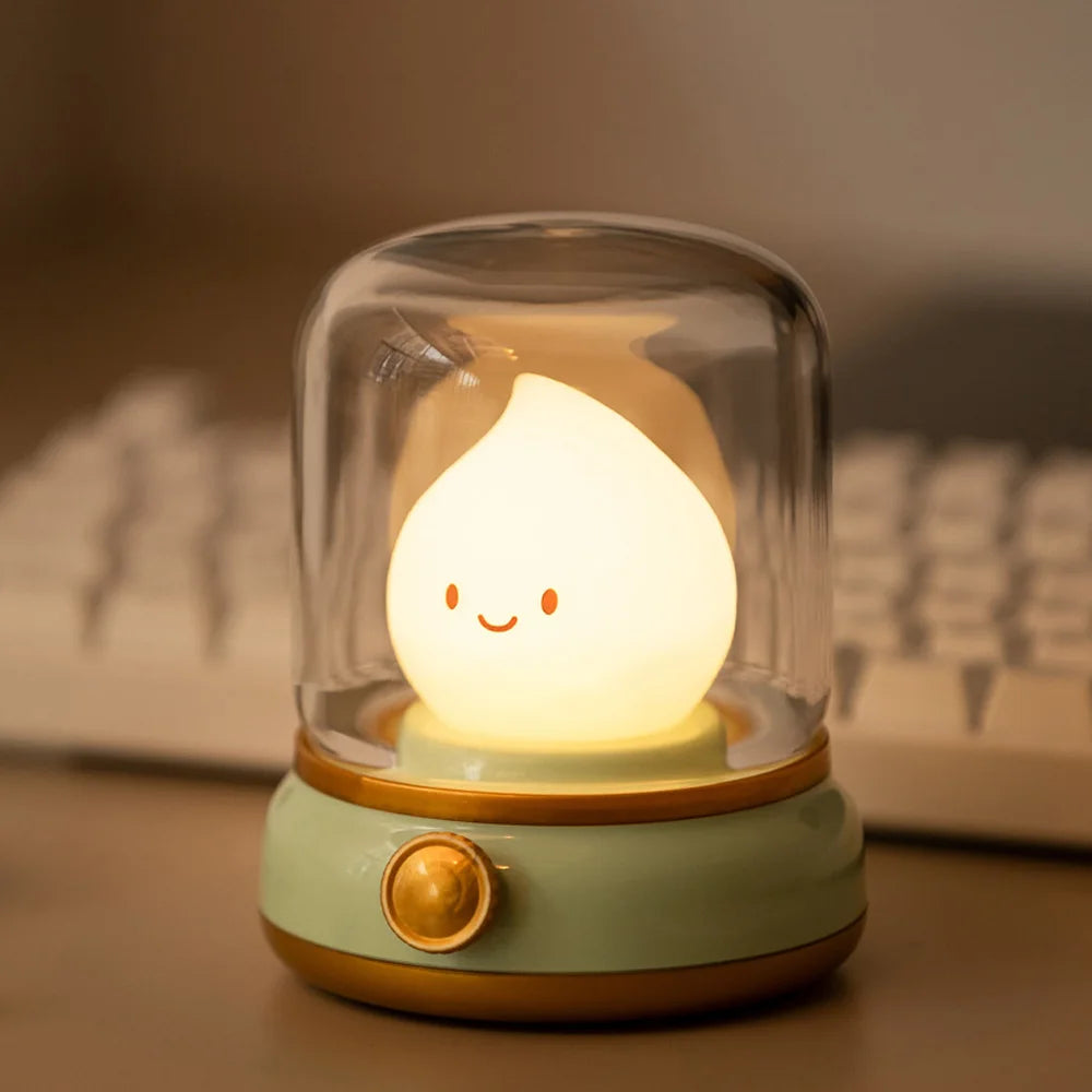 lampe table veilleuse led vert clair souriant notes musicales transparent contemporain enfantin rechargeable usb