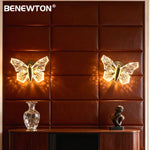 veilleuse murale papillon transparent doré cristaux moderne chambre entrée salon