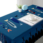nappe moderne poissons bleu marine table graphique extérieur mariage festives polyester