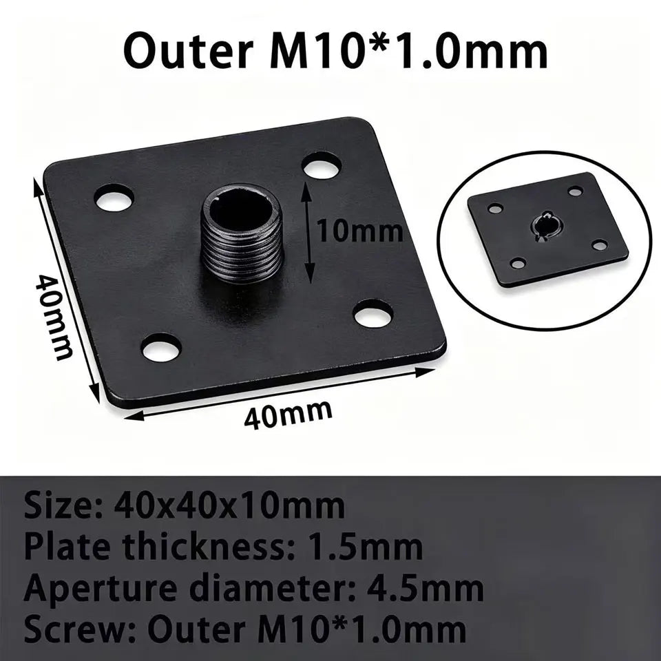 plaque fixation industrielle moderne noir argenté plate lisse m10 m8 m6