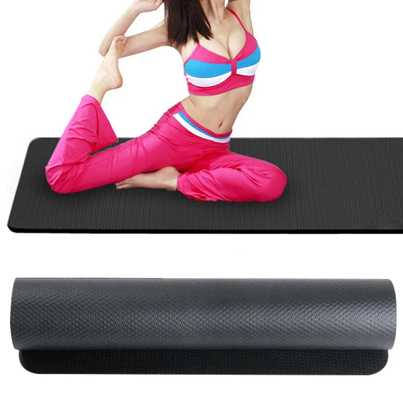 tapis yoga noir texture micro poreuse absorption shocks antidérapant moderne exercice relaxation abdominal bras