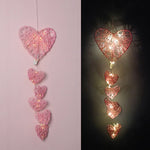 guirlande lumineuse coeurs étoiles feuilles blanche rose rouge décorative artisanale chambre anniversaire