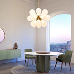 Suspension lumineuse boules vertes moderne ampoules led blanc doré floral